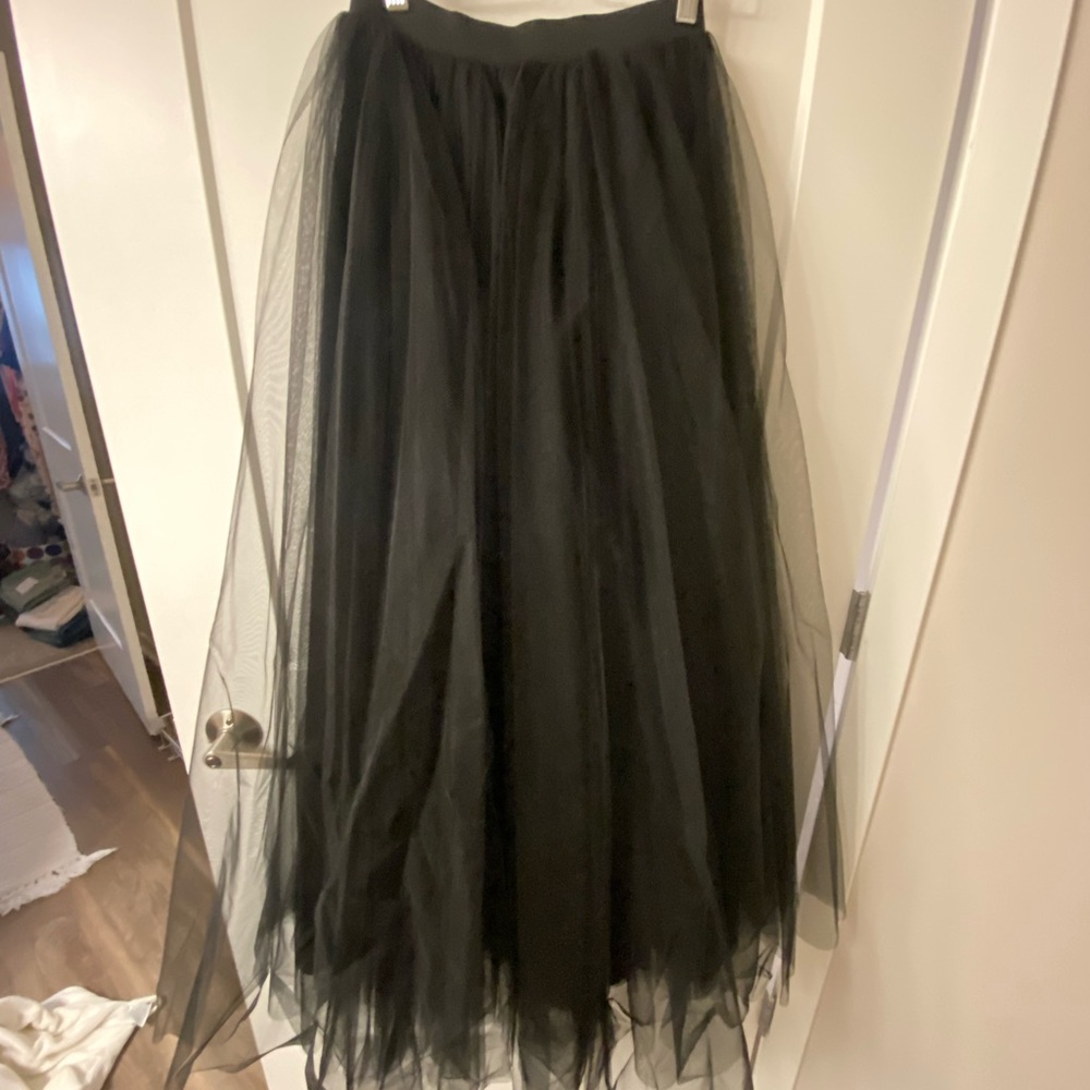 Chic Black Tulle A-Line Skirt